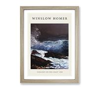 Sunlight On The Coast By Winslow Homer Exhibition Museum Painting Framed Print | A4 Oak Framed Wall Art | Ready to Hang | Modern Beach Picture | Living Room Bedroom Lounge Office