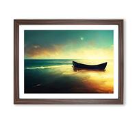 Sunlight Over A Boat Framed Print | A4 Walnut Framed Wall Art | Ready to Hang | Modern Vehicle Picture | Living Room Bedroom Lounge Office