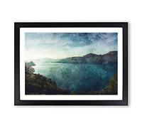 Sunlight Over A Lake Painting Framed Print | A2 Black Framed Wall Art | Ready to Hang | Modern Landscape Picture | Living Room Bedroom Lounge Office