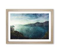 Sunlight Over A Lake Painting Framed Print | A2 Oak Framed Wall Art | Ready to Hang | Modern Landscape Picture | Living Room Bedroom Lounge Office