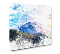Sunlight Over Canada Watercolour Canvas Print | Gallery Wrapped 30mm Frame Wall Art | 14x14 inches | Ready to Hang | Modern Picture | Living Room Bedroom Lounge Office
