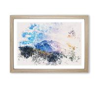 Sunlight Over Canada Watercolour Framed Print | A2 Oak Framed Wall Art | Ready to Hang | Modern Historical Picture | Living Room Bedroom Lounge Office