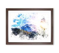 Sunlight Over Canada Watercolour Modern Framed Print | A2 Walnut Framed Wall Art | Ready to Hang | Modern Historical Picture | Living Room Bedroom Lounge Office