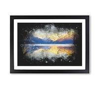 Sunlight Over Lake McDonald Paint Splash Framed Print | A2 Black Framed Wall Art | Ready to Hang | Modern Landscape Picture | Living Room Bedroom Lounge Office