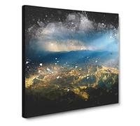 Sunlight Over Lalibela In Ethiopia Paint Splash Canvas Print | Gallery Wrapped 30mm Frame Wall Art | 14x14 inches | Ready to Hang | Modern Picture | Living Room Bedroom Lounge Office