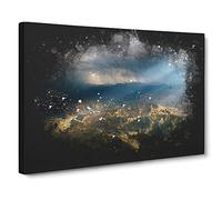 Sunlight Over Lalibela In Ethiopia Paint Splash Canvas Print | Gallery Wrapped 30mm Frame Wall Art | 20x14 inches | Ready to Hang | Modern Picture | Living Room Bedroom Lounge Office