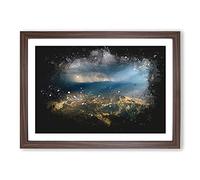 Sunlight Over Lalibela in Ethiopia Paint Splash Framed Print | A2 Walnut Framed Wall Art | Ready to Hang | Modern Nature Picture | Living Room Bedroom Lounge Office