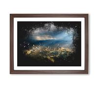 Sunlight Over Lalibela In Ethiopia Paint Splash Modern Art Framed Print | A3 Walnut Framed Wall Art | Ready to Hang | Modern Nature Picture | Living Room Bedroom Lounge Office