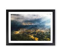 Sunlight Over Lalibela in Ethiopia Painting Framed Print | A2 Black Framed Wall Art | Ready to Hang | Modern Historical Picture | Living Room Bedroom Lounge Office