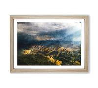 Sunlight Over Lalibela in Ethiopia Painting Framed Print | A2 Oak Framed Wall Art | Ready to Hang | Modern Historical Picture | Living Room Bedroom Lounge Office