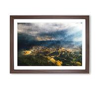Sunlight Over Lalibela in Ethiopia Painting Framed Print | A2 Walnut Framed Wall Art | Ready to Hang | Modern Historical Picture | Living Room Bedroom Lounge Office