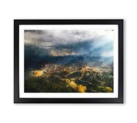 Sunlight Over Lalibela In Ethiopia Painting Modern Art Framed Print | A2 Black Framed Wall Art | Ready to Hang | Modern Historical Picture | Living Room Bedroom Lounge Office
