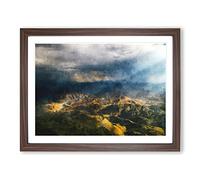 Sunlight Over Lalibela In Ethiopia Painting Modern Art Framed Print | A4 Walnut Framed Wall Art | Ready to Hang | Modern Historical Picture | Living Room Bedroom Lounge Office