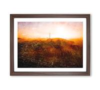 Sunlight Over San Francisco Painting Modern Art Framed Print | A4 Walnut Framed Wall Art | Ready to Hang | Modern Historical Picture | Living Room Bedroom Lounge Office