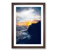 Sunlight Over The Cliff in Abstract Framed Print | A2 Walnut Framed Wall Art | Ready to Hang | Abstract Landscape Picture | Living Room Bedroom Lounge Office