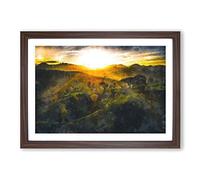 Sunlight Over The Countryside Painting Framed Print | A2 Walnut Framed Wall Art | Ready to Hang | Modern Historical Picture | Living Room Bedroom Lounge Office