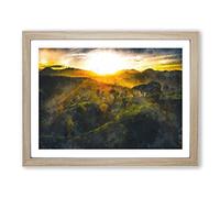 Sunlight Over The Countryside Painting Modern Art Framed Print | A2 Oak Framed Wall Art | Ready to Hang | Modern Historical Picture | Living Room Bedroom Lounge Office