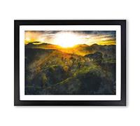 Sunlight Over The Countryside Painting Modern Art Framed Print | A4 Black Framed Wall Art | Ready to Hang | Modern Historical Picture | Living Room Bedroom Lounge Office