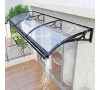 Sunlight Protection Curved Front Door Canopy Awning with Aluminum Bracket Modern Polycarbonate Porch Rain Shelter UV & Rain Shield 80" Clear Outdoor Cover.