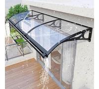 Sunlight Protection Front Door Canopy - Curved Polycarbonate Awning with Aluminum Bracket Modern Outdoor Entry Shelter UV & Rain Resistant 100x300 cm