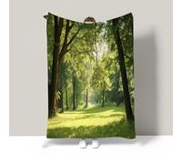 Sunlight shining through the trees Flannel Blanket,Soft Fleece Throw with Fresh tropical vibes Print,Reversible with Solid Colour Back,Cozy Warm Blanket for All Seasons,Ideal for Sofa,135*200cm