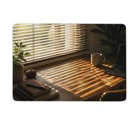 Sunlight through blinds on a desk Area Rug 150 x 100 cm, Soft Non Slip | Soft living room rug - works well in smaller rooms; short pile surface; for guest room and reading corner