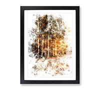 Sunlight Through The Forest Watercolour Modern Framed Wall Art Print, Ready to Hang Picture for Living Room Bedroom Home Office Décor, Black A4 (34 x 25 cm)