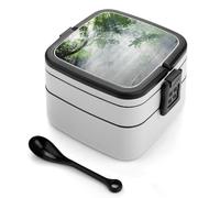 Sunlight Through The Forests Bento Lunch Box Adults with Compartments Handle Food Containers 1000ml