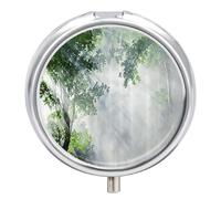 Sunlight Through The Forests Round Pill Box Organiser 3 Compartment Portable Medicine Case