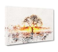 Sunlight Through The Oak Tree Watercolour Canvas Print | Gallery Wrapped 30mm Frame Wall Art | 30x20 inches | Ready to Hang | Modern Landscape Picture | Living Room Bedroom Lounge Office