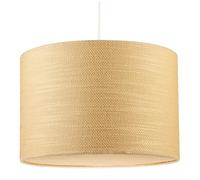 Sunlight Yellow Textured Linen Fabric Pendant Lighting Shade with Round Diffuser Plate | Contemporary Design | 30cm x 20cm | White Cotton Lining by Happy Homewares