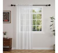 SUNLIMEI Sheer Curtains 80 x 100 cm Light Filtering Semi Transparent Living Room Curtains Home Decorative, Privacy Protection for Kitcken Living Room Bedroom, White