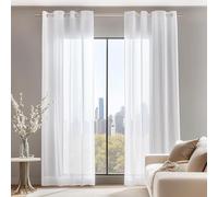 SUNLIMEI Sheer Curtains 80 x 60 cm with Eyelets Soft Modern Woven Voile Curtain Panels Romantic, Elegant, Pencil Pleat Drop for Living Room Kitcken Bedroom, White