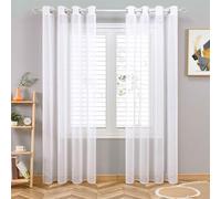 SUNLIMEI Sheer Window Curtains 100 x 180 cm with Eyelets Soft Modern Living Room Curtains Home Decorative, Privacy Protection for Living Room Kitcken Bedroom, White
