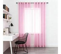 SUNLIMEI Sheer Window Curtains 255 x 269 cm Light Filtering Semi Transparent Woven Voile Curtain Panels Romantic, Elegant, Pencil Pleat Drop for Living Room Kitcken Bedroom, Pink