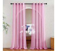 SUNLIMEI Voile Curtains 130 x 190 cm Light Filtering Semi Transparent Drapery for Kid'S Bedroom Home Decorative, Privacy Protection for Living Room Kitcken Bedroom, Pink