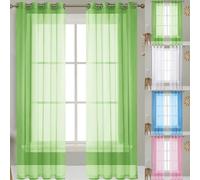 SUNLIMEI Voile Curtains 140 x 140 cm with Eyelets, Light Filtering Breathable Window Voile Curtains for Bedroom Home Decorative, Privacy Protection for Living Room Kitcken Bedroom, Fruit green