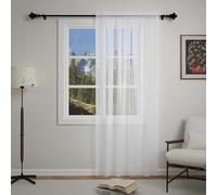 SUNLIMEI Voile Curtains 80 x 100 cm Light Filtering Semi Transparent Voile Curtains for Living Room Home Decorative, Privacy Protection for Kitcken Living Room Bedroom, White