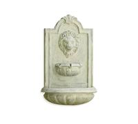Sunlinua Lion Wall-Mounted Water Fountain, 70cm 3-Tier Garden Water Feature with LED Light and Electric Pump for Patio, Garden, Balcony, and Outdoor Décor, Resin (Grey)