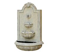 Sunlinua Rustic-Style Wall-Mounted Water Fountain, 70cm 3-Tier Garden Water Feature with LED Light and Electric Pump for Garden, Patio, Balcony and Landscaping, Resin (Grey)