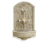 Sunlinua Vintage Wall-Mounted Water Feature, 3-Tier Carved Garden Water Fountain with LED Light and Electric Pump for for Gardens, Landscaping, Patios, Balconies, 72cm