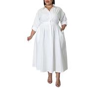 Sunlips Women's Sexy Plus Size Lapel Shirt Dresses Mesh See Through Puff Short Sleeve Flowy Swing Dress Clubwear, 5503-white, XL Plus