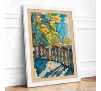Sunlit Balcony Garden Coastal Framed Wall Art Print A3 White