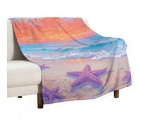 Sunlit Beach & Starfish Soft Throw Blanket for Couch Lightweight Flannel Blanket for Sofa Couch Throw Bed Warm Cozy Decorative Blankets Fall Winter Decor 30"x40"