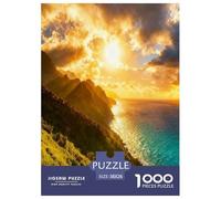 Sunlit Coastal Mountains & Sea 1000 Piece Jigsaw Puzzles Impossible Hard Challenge Modern Paisaje Educational Game Beautiful Decoration for Adults And Kids Age 38x26cm/1000pcs