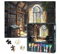Sunlit Cozy Library with Bookshelves Large Format Puzzle - 1000 Pieces, 50x70cm Completed Size | Durable Pieces, Easy to Handle, No Missing or Broken Parts