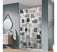 Sunlit Design 36 x 72 Inches Lovely Multicolor Cartoon Cats Fabric Small Stall Shower Curtain, Cute Cats RV Half Size Narrow Bathroom Decoration Curtains