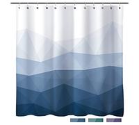 Sunlit Designer Popular Shower Curtain, Ombre Blue Fabric Contemporary Shower Curtains for Bathroom Décor