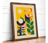 Sunlit Figure and Forms Art Deco Framed Wall Art Print A2 (59.4×42cm) Walnut, Wall Decor for Living Room, Bedroom, Office & Home, Ready to Hang, Art Gift