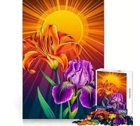 Sunlit Flowers︰ Splendor Iris And Tiger Lily 1000 Piece Jigsaw Puzzles for Adults Jigsaw Logic Toy Indoor Play Precision Cut Cherished Gift 38x26cm